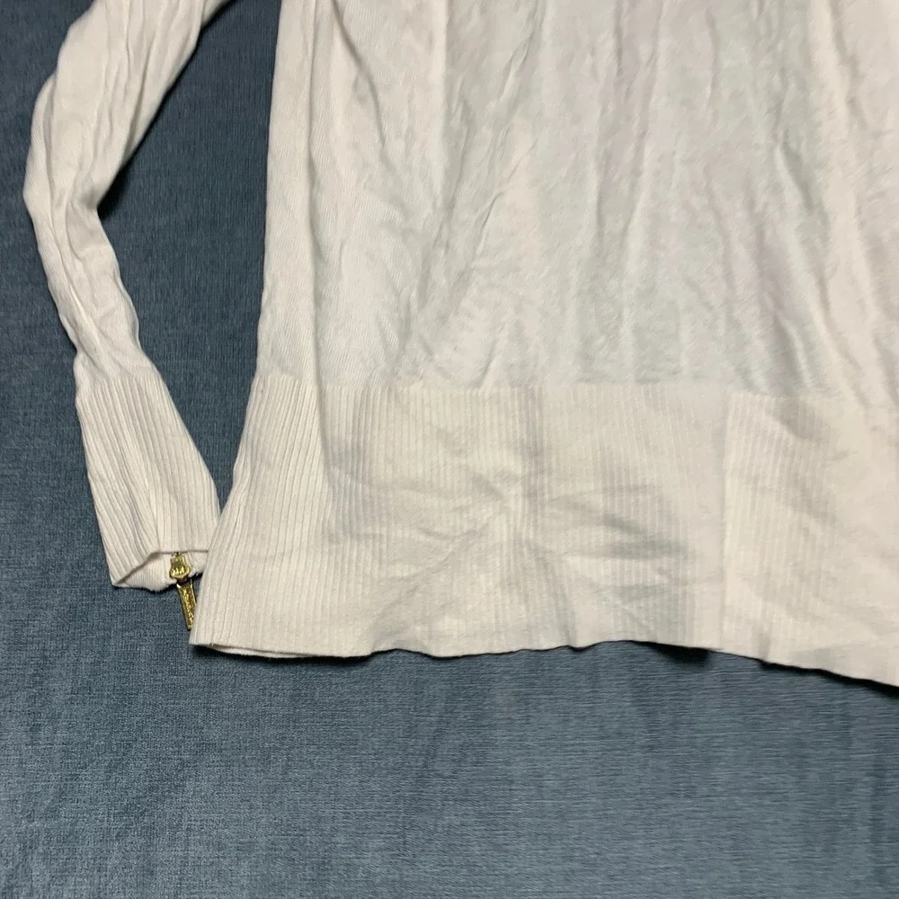 Michael Kors Cardigan Sweater Womens Large White Knit Sophisticated Open Front